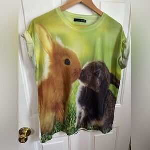 Atmosphere Bunny Love T-Shirt - Green and Brown Women's Size 14 Spring Easter